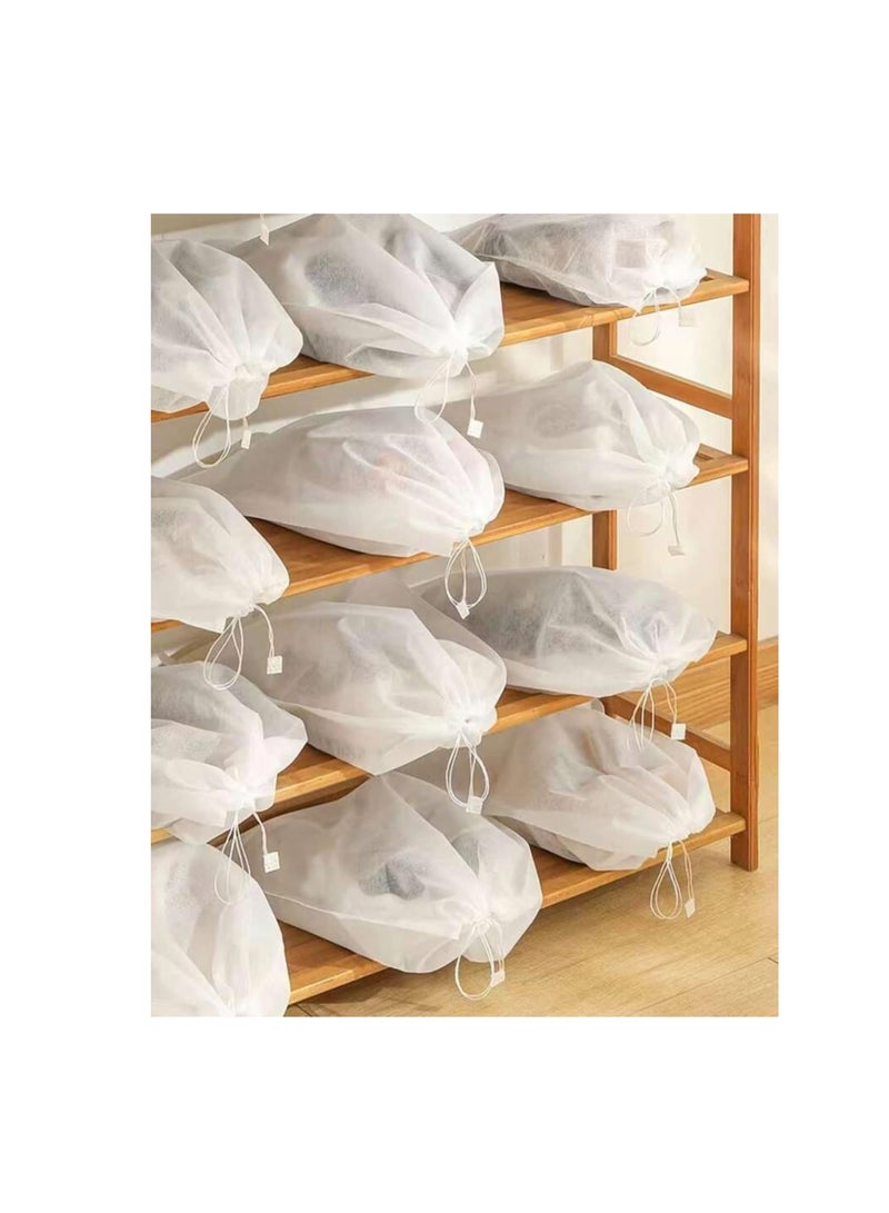 Shoe Storage Bags, Set of 20, Drawstring Dust Covers, 48 x 32 cm, White - Image 1
